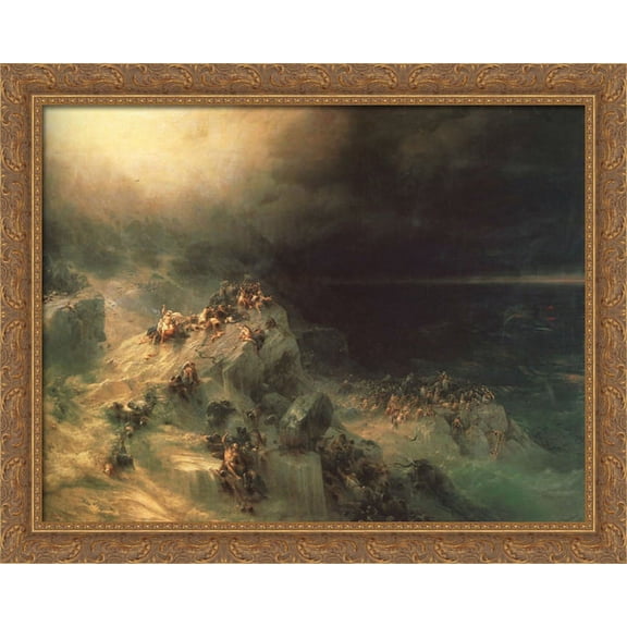 Deluge 34x28 Large Gold Ornate Wood Framed Canvas Art by Ivan Aivazovsky