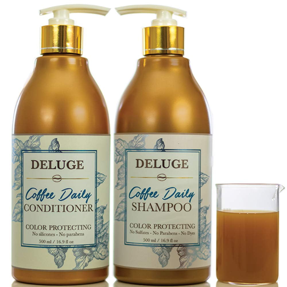 Deluge Coffee Shampoo and Conditioner Set With Argan Oil, Coffee Berry, and Honey Extract - Color Protecting, Moisture Repair, Sulfate-Free For All Hair Types (16.9 oz each)