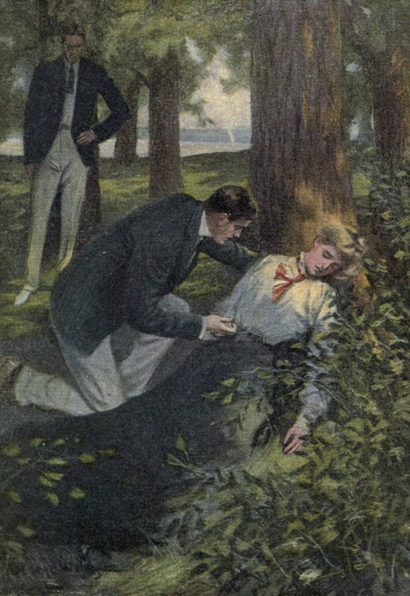 Deluge c1905 Lady fainted Canvas Art - George Gibbs (18 x 24)