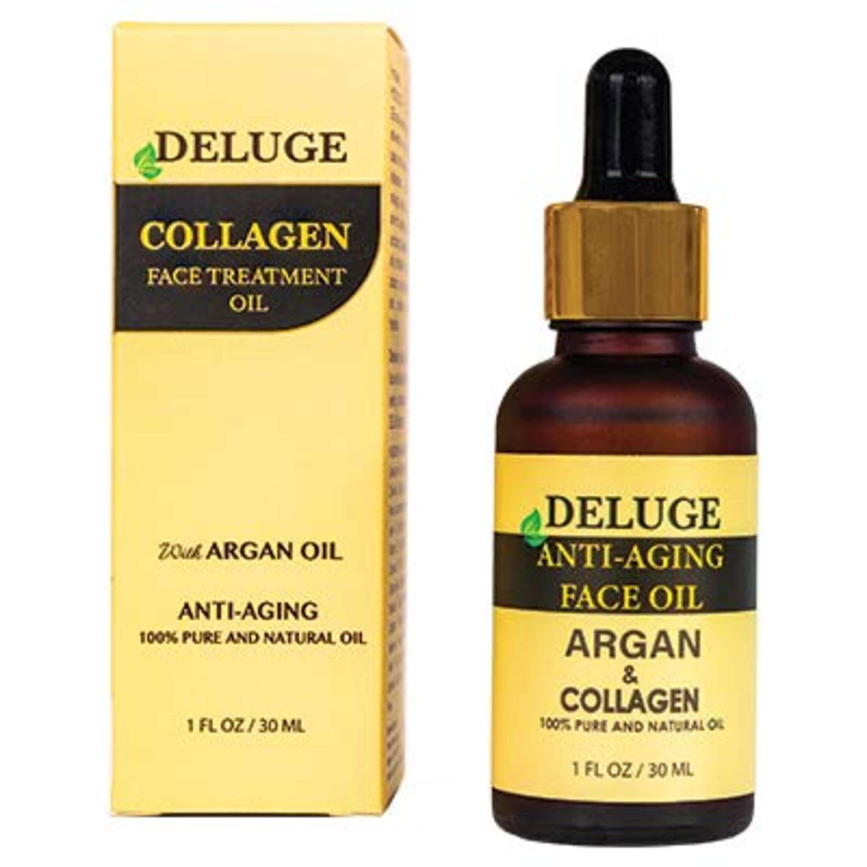 Deluge’s Collagen Face Oil with Argan Oil - 100% Natural, Anti Aging & Skin Firming Formula (1 FL oz)