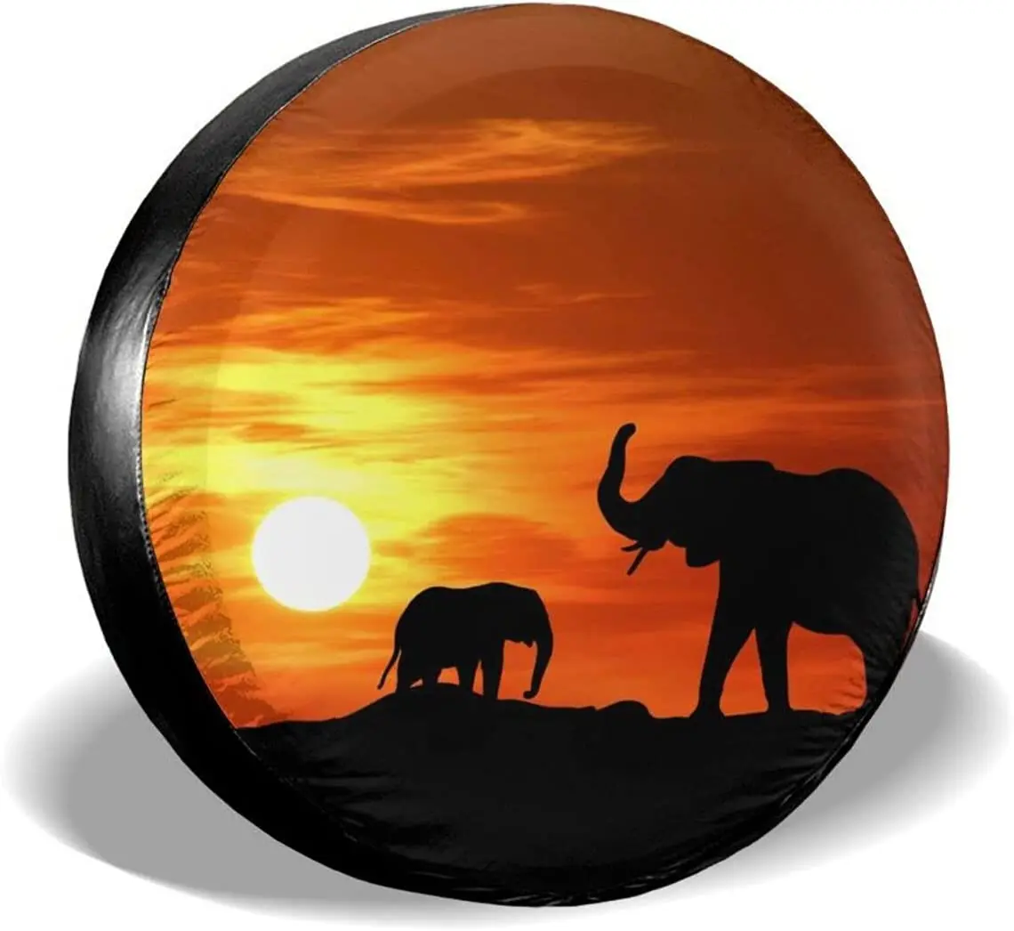Delumie Elephant Sunset Spare tire Covers Potable Corrosion Wheel
