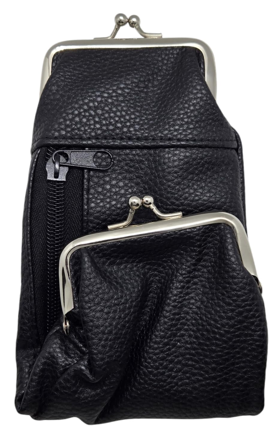 Delux 100s Cigarette Case with 2 Compartment one for ID, CC The Other for Change. Faux Leather. (Black)