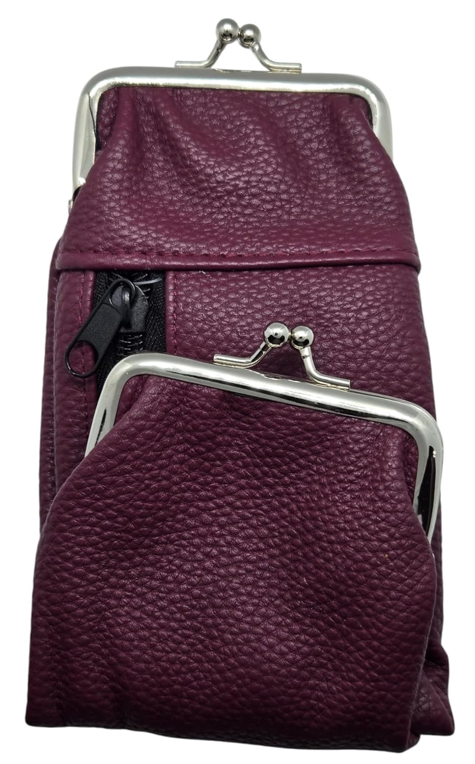 Delux 100s Cigarette Case with 2 Compartment one for ID, CC The Other for Change. Faux Leather. (Burgundy)