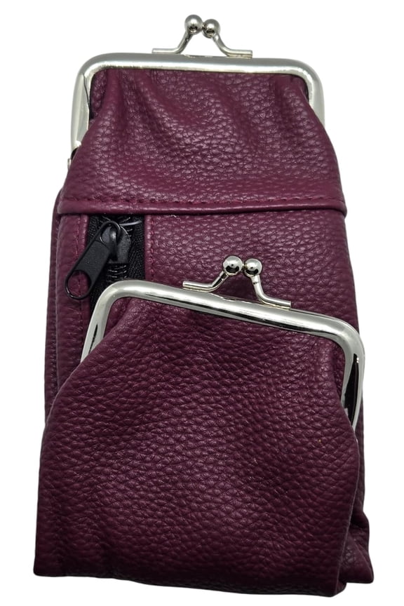 Delux 100s Cigarette Case with 2 Compartment one for ID, CC The Other for Change. Faux Leather. (Burgundy)