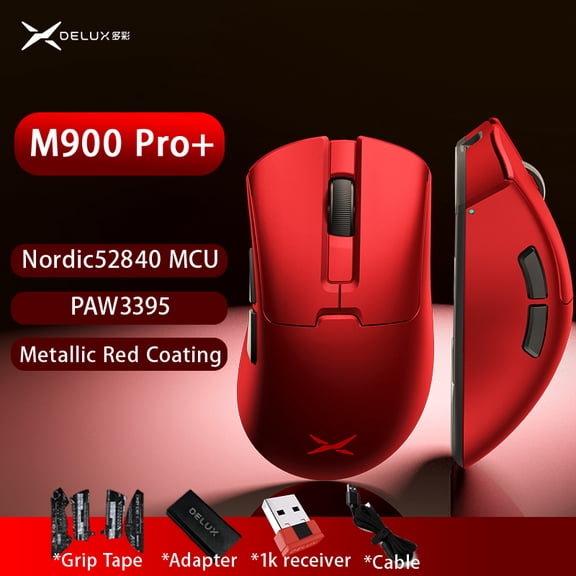 Delux M900PRO Ultra-light Version Wireless Gaming Mouse Ergonomic 1K/8K Polling Rate 50g PAW3395 for Right Big Hand PC Gamer