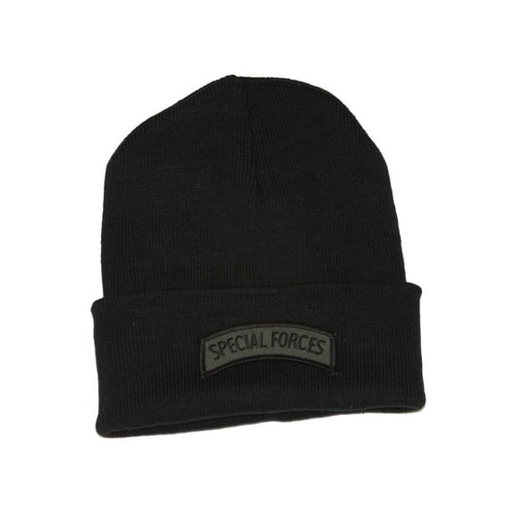Delux Military 3D Patch Black Cuff Beanie Special Force