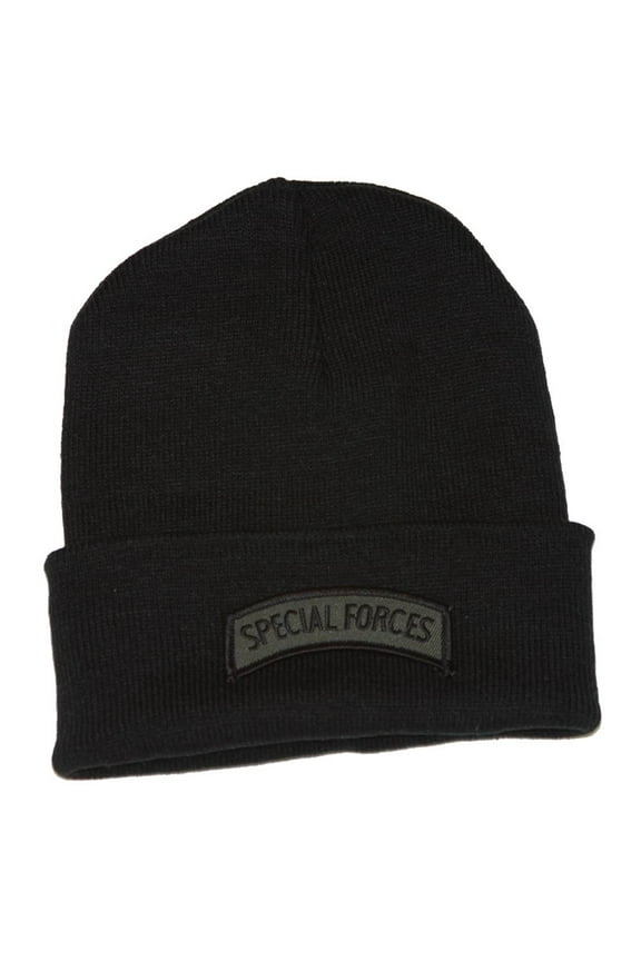 Delux Military 3D Patch Black Cuff Beanie Special Force