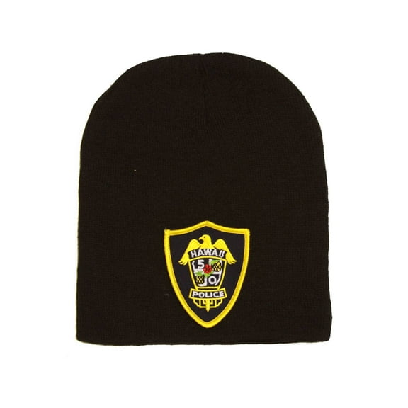 Delux Military 3D Patch Embroidery Black Beanie, Hawaii 5 o Police