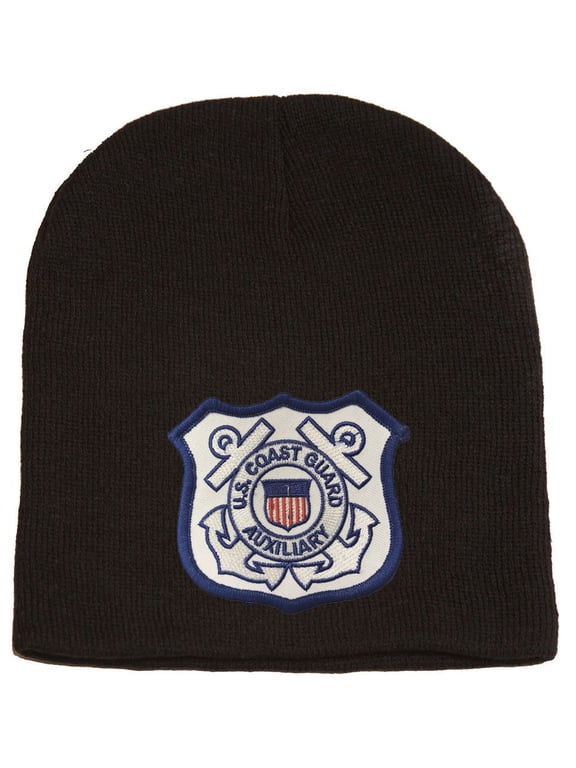 Delux Military 3D Patch Embroidery Black Beanie United States Coast Guard