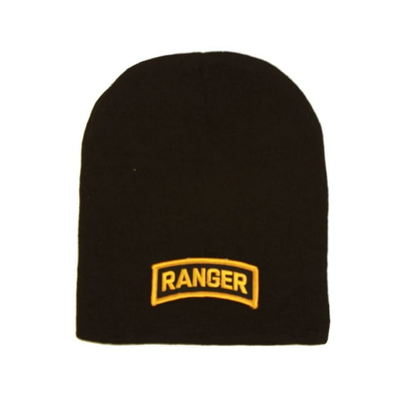 Delux Military 3D Patch Embroidery Law Enforcement Black Beanie Army Tab Ranger