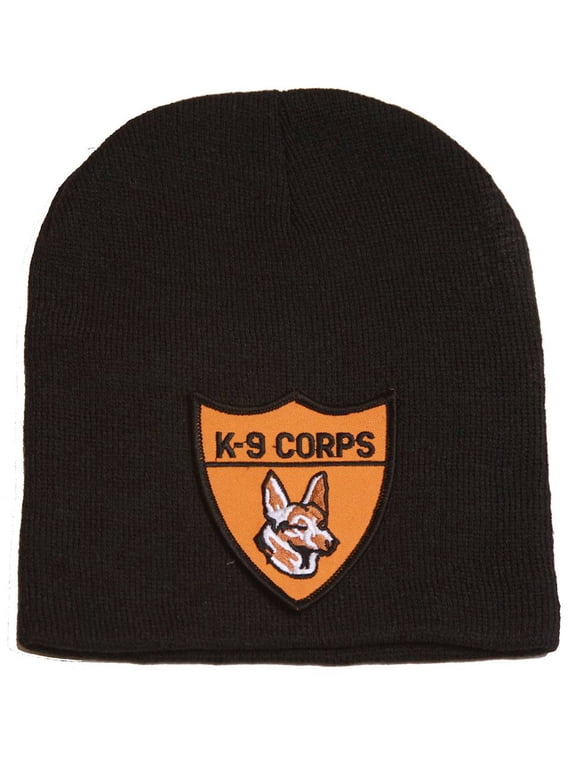 Delux Military 3D Patch Embroidery Law Enforcement Black Beanie K-9 Corps