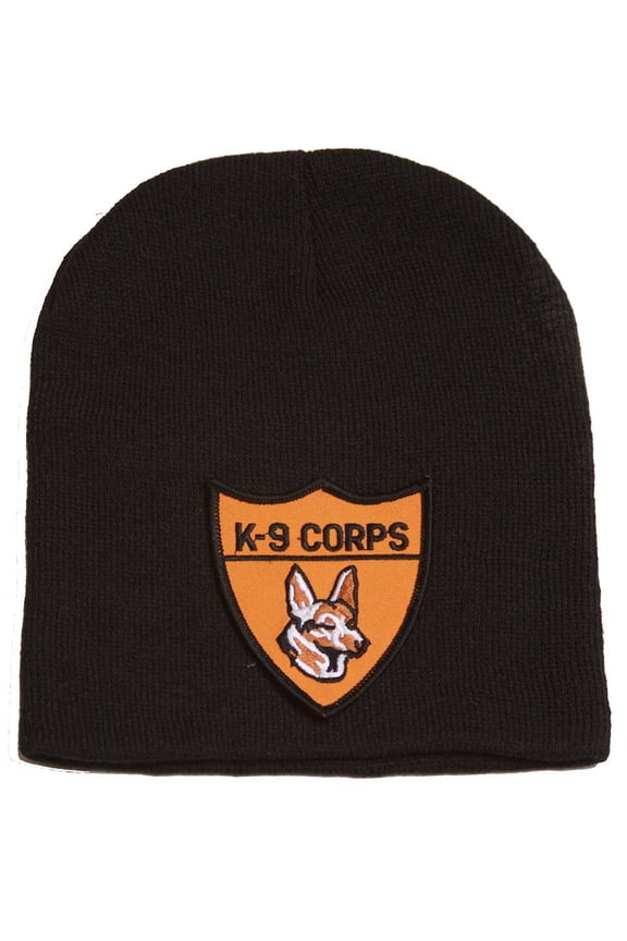 Delux Military 3D Patch Embroidery Law Enforcement Black Beanie K-9 Corps