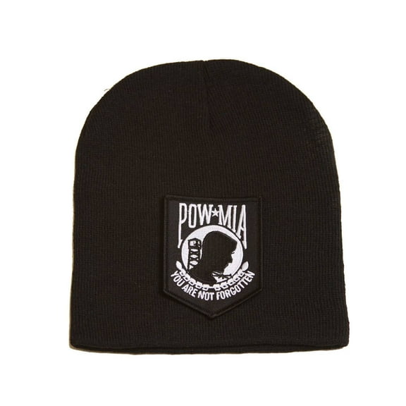 Delux Military 3D Patch Embroidery Law Enforcement Black Beanie POW*MIA