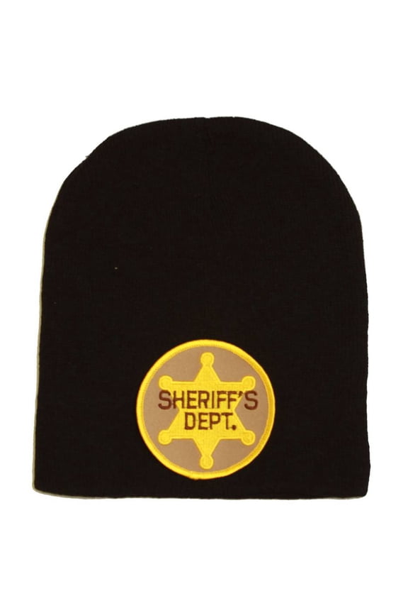 Delux Military 3D Patch Embroidery Law Enforcement Black Beanie, Sheriff's Dept.