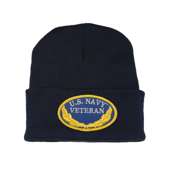 Delux Military 3D Patch Embroidery Navy Cuff Beanie U.S. Navy Veteran