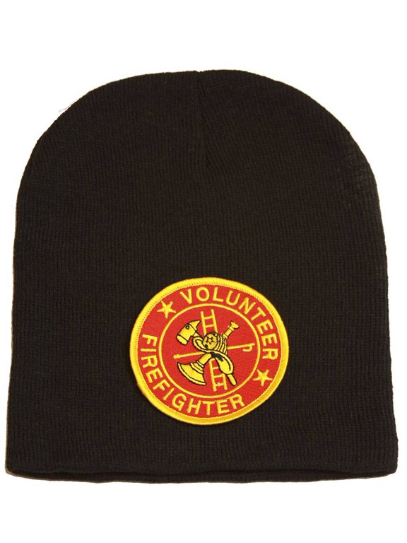 Delux Military Embroidery Law Enforcement Black SHORT Beanie Fire Fighter Volunteer
