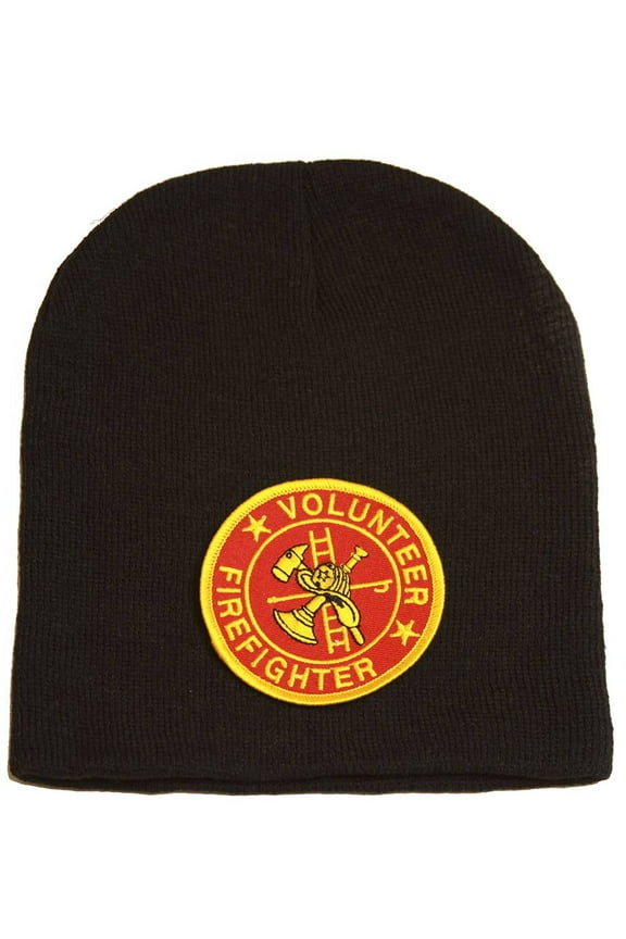 Delux Military Embroidery Law Enforcement Black SHORT Beanie Fire Fighter Volunteer