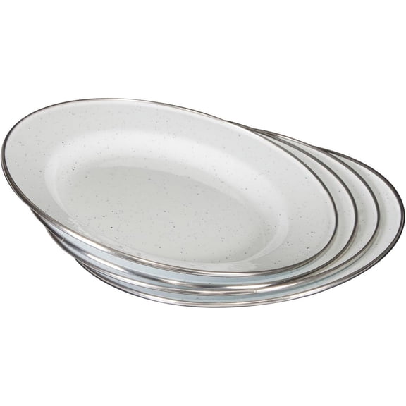 Deluxe 24-Piece Enamel Tableware Set - Enamel Plates and Bowls Lightweight and  Camp Dish Set for Camping and Backpacking Plates and Bowls for 4 People