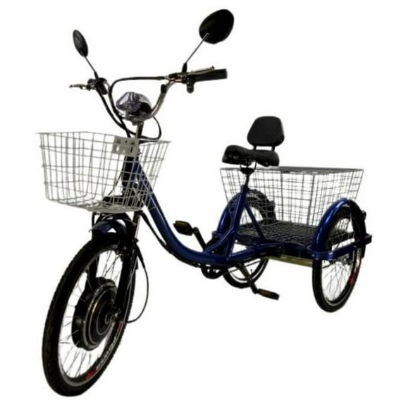 Deluxe 3-Wheel Electric Tricycle for Adults 1000W Motor, Pedal Assist, Reverse Function, and Cargo Basket