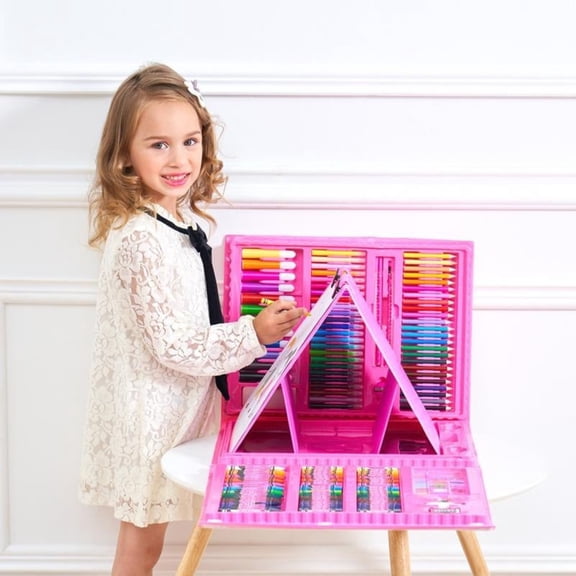 Deluxe 6 In 1 Art Creativity Set™ Kids Drawing Tools Watercolor Pencil Set Color Pen Brush Set Student Art Easel Tools Painting Set (176 Pieces)5ml