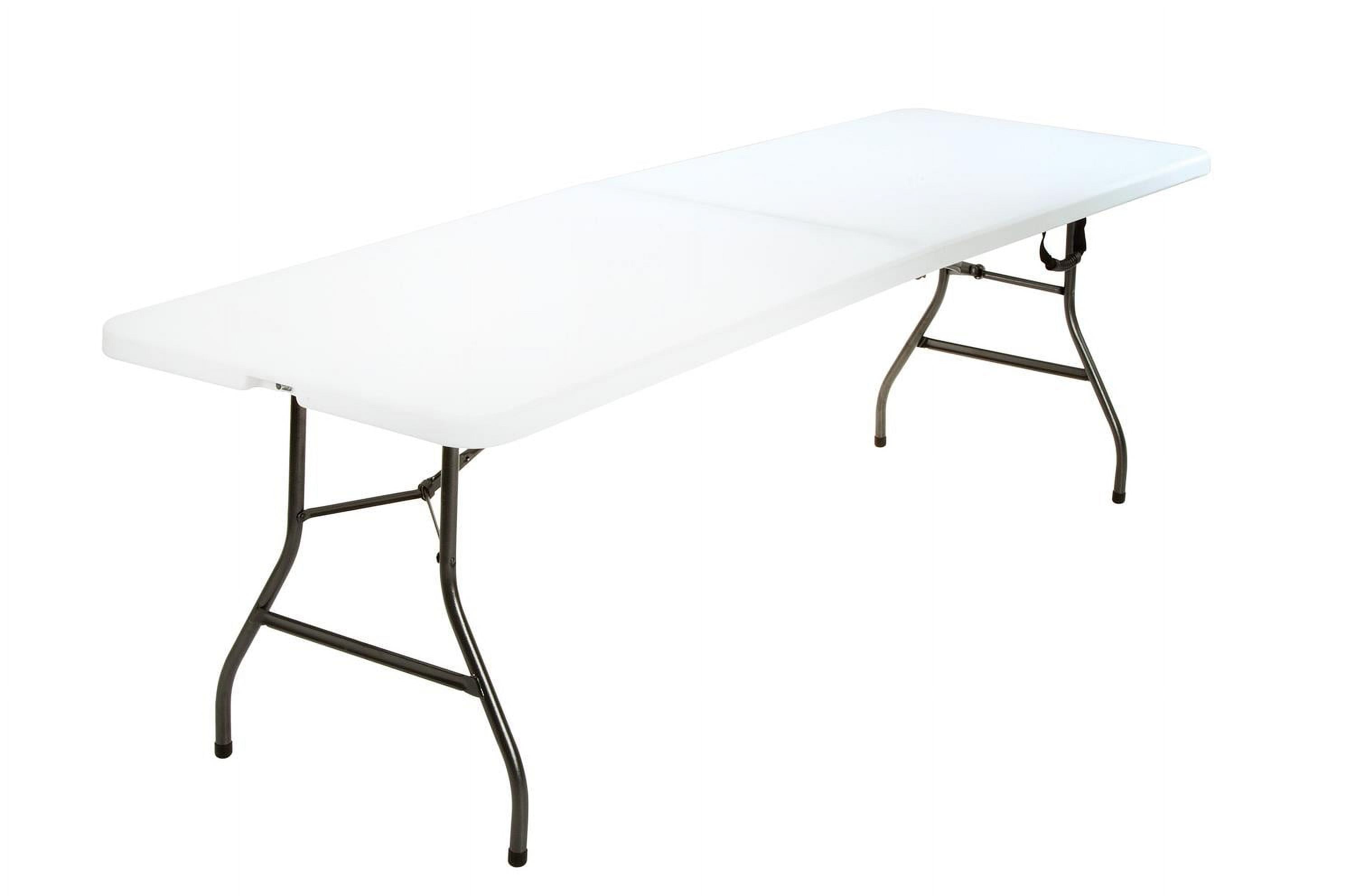 White 8-Foot Fold-in-Half Molded Plastic Banquet Table