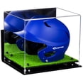 thumbnail image 1 of Deluxe Acrylic Baseball Batting Helmet Display Case with Black Risers, Mirror, Turf Base and Wall Mount (A012-BR), 1 of 7
