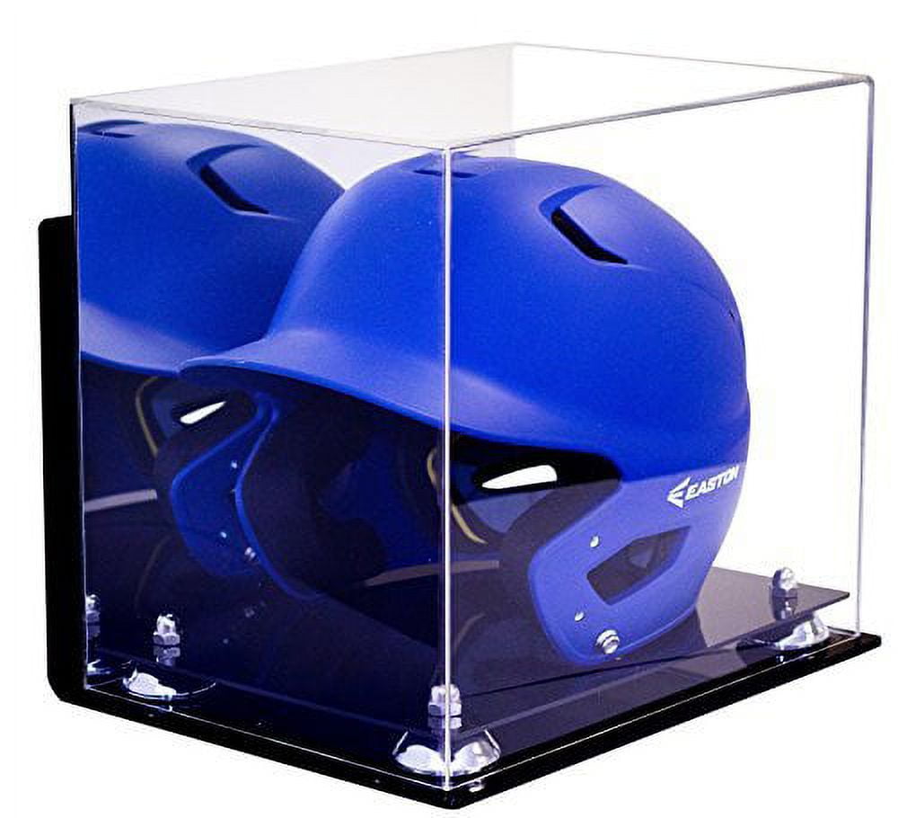 Deluxe Acrylic Baseball Batting Helmet Display Case with Silver Risers