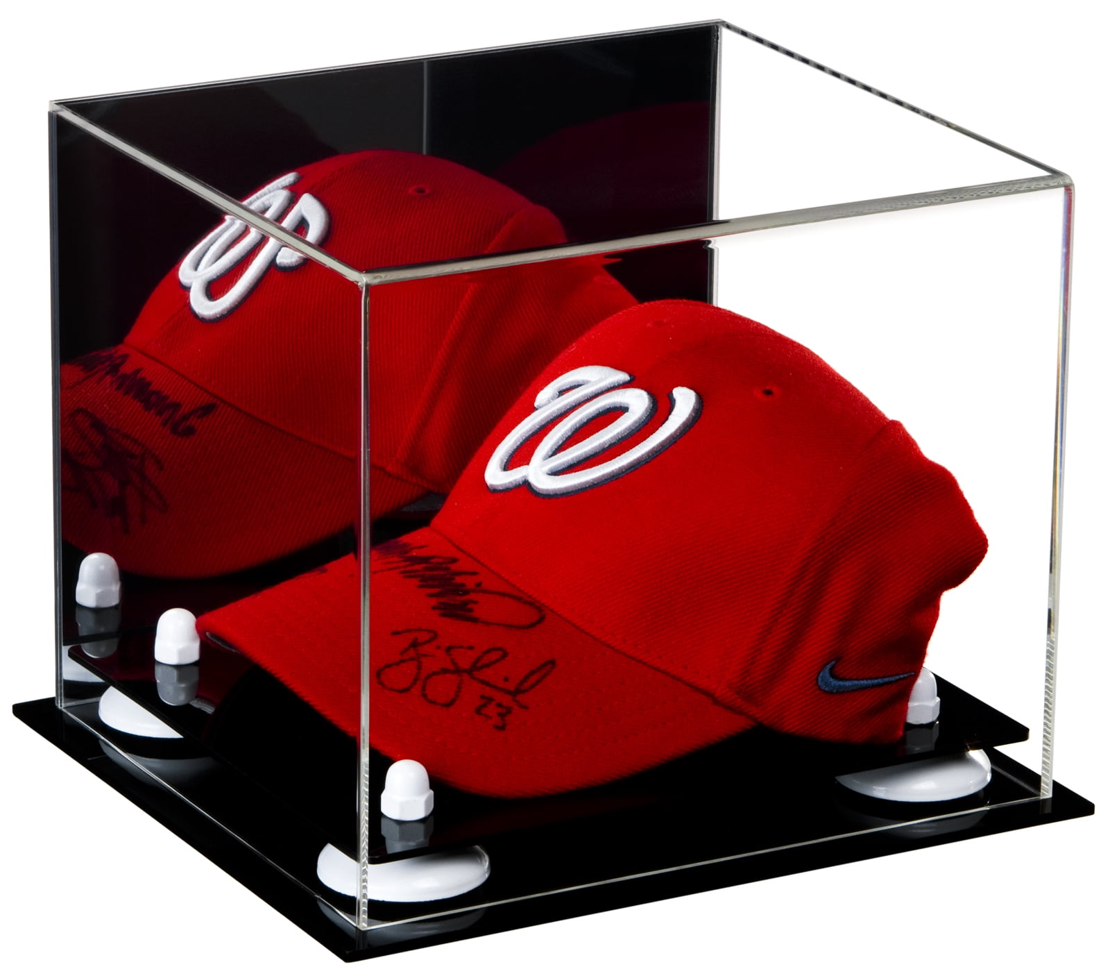 Deluxe Acrylic Baseball Cap Display Case White Risers Mirror (A006-WR ...