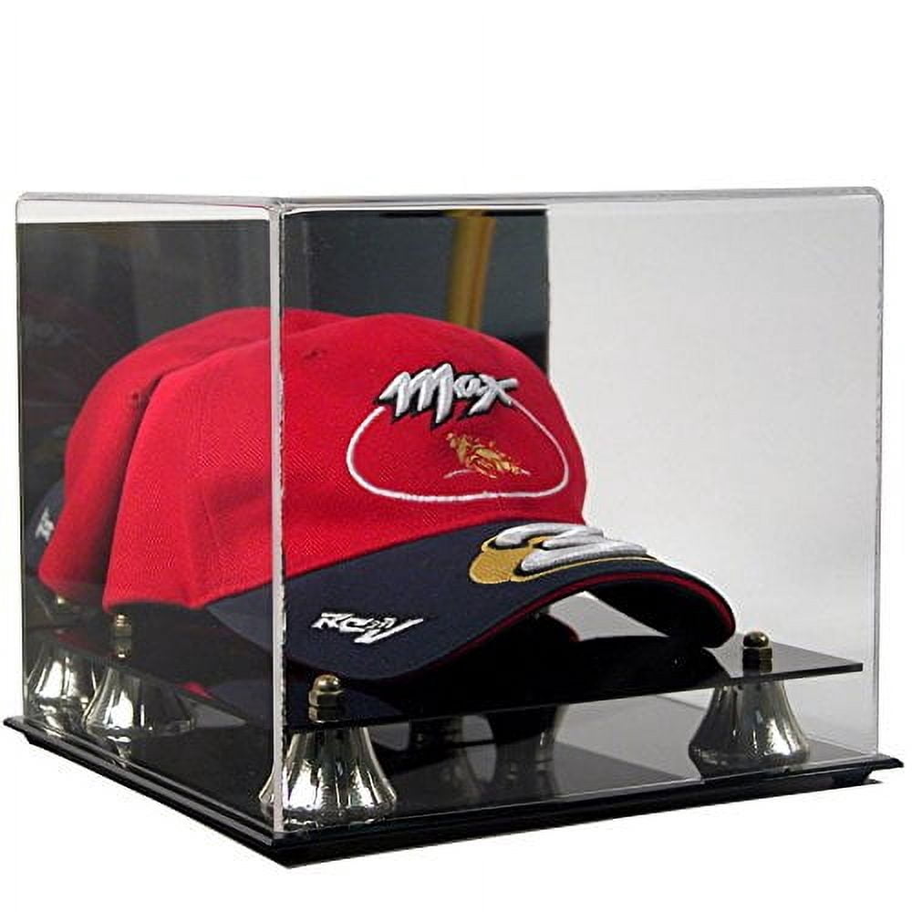 Deluxe Acrylic Baseball Cap Hat Display w/ Mirror Back & Gold Risers ...