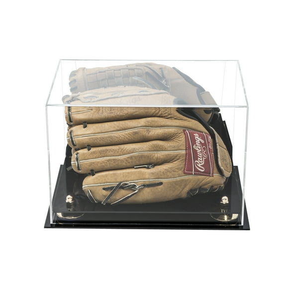 Deluxe Acrylic Baseball Glove Display Case with Gold Risers and Mirror (A004-GR)