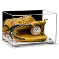 thumbnail image 1 of Deluxe Acrylic Baseball Glove Display Case with Silver Risers, Mirror and White Base (A004-SR), 1 of 2