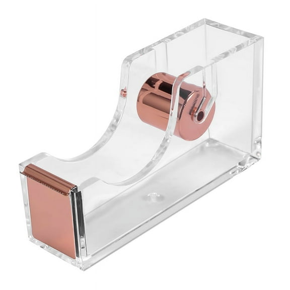 Deluxe Acrylic Design Office Desktop Tape Dispenser Clear Gold,1* Tape Dispenser,Rose gold & transparent