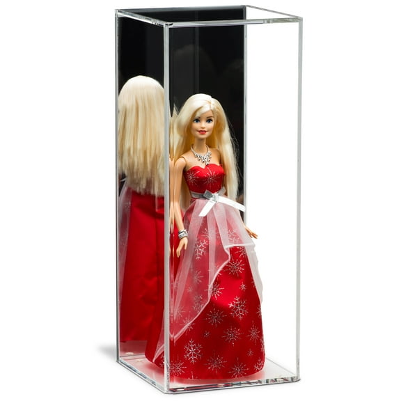 Deluxe Acrylic Figurine Display Case with Mirror for Doll Bobblehead Action Figure or Collectible Toy Figure (A078-MB)