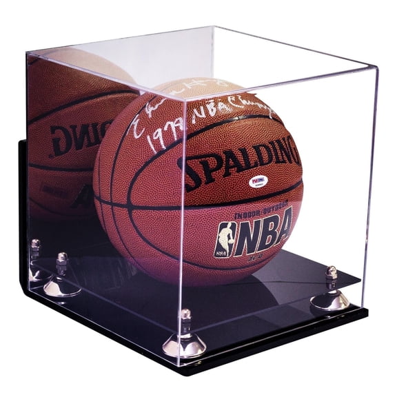 Deluxe Acrylic Full Size Basketball Display Case with Gold Risers, Mirror and Wall Mount (A001-WMGR)