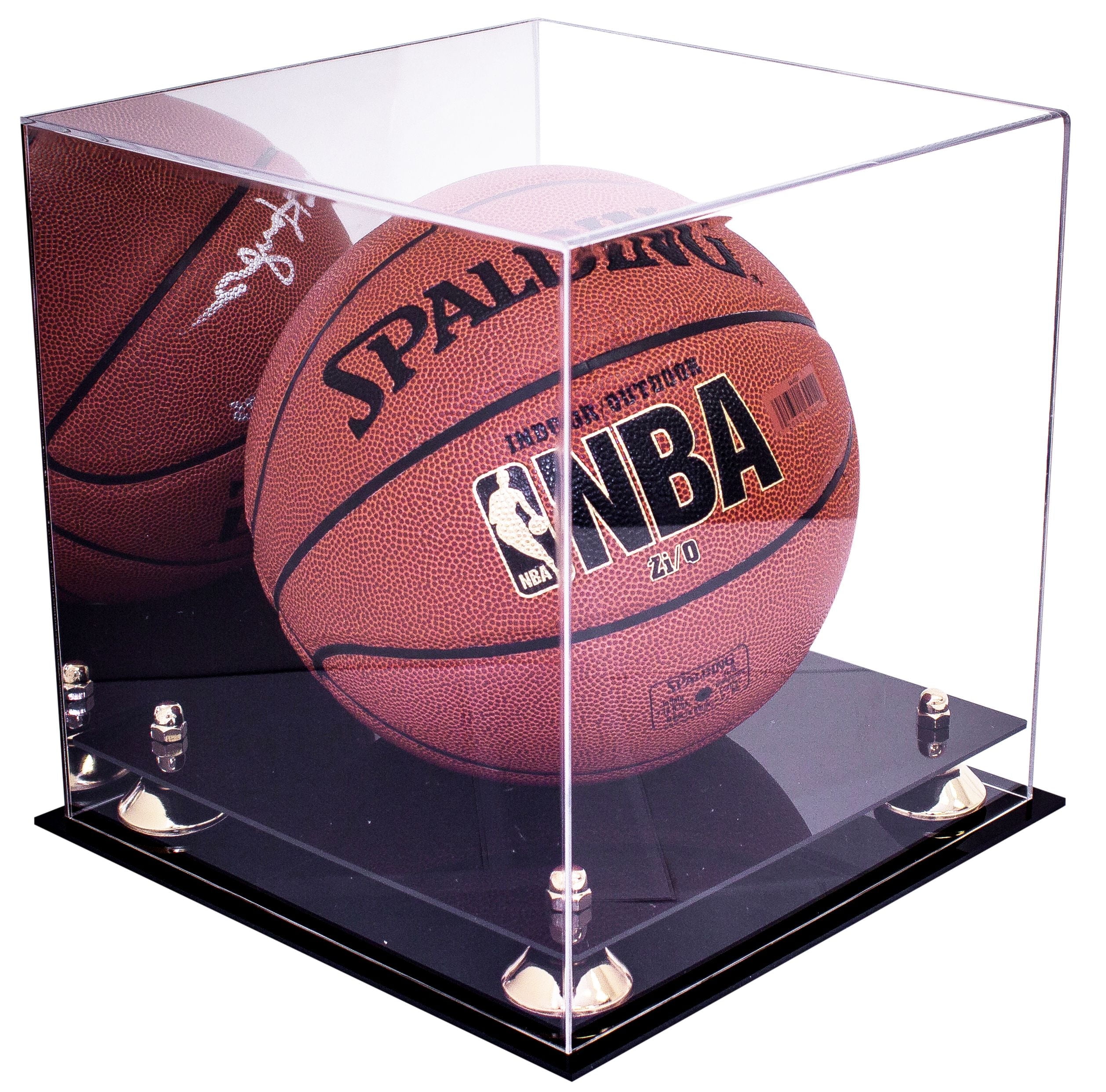 Deluxe Acrylic Full Size Basketball Display Case with Gold Risers and ...