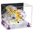 thumbnail image 1 of Deluxe Acrylic Lacrosse Helmet Display Case with Mirror, Purple Risers and Clear Base (A002-PR), 1 of 2