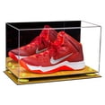 thumbnail image 1 of Deluxe Acrylic Large Shoe Display Case for Basketball Shoe Soccer Cleat Football Cleat with Mirror, Yellow Risers and Wood Base (A013-YR), 1 of 2