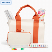 Deluxe Acrylic Mahjong Starter Kit, Blooming Style, 160 Tiles with Racks, Mat, & Vegan Leather Case