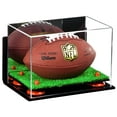 thumbnail image 1 of Deluxe Acrylic Mini - Miniature (not Full Size) Football Display Case with Orange Risers, Mirror, Turf Base and Wall Mount (A005-OR), 1 of 7