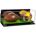 thumbnail image 1 of Deluxe Acrylic Mini - Miniature (not Full Size) Football and Helmet Display Case with Mirror, Wall Mount, Silver Risers and Turf Base (A019-SR), 1 of 3