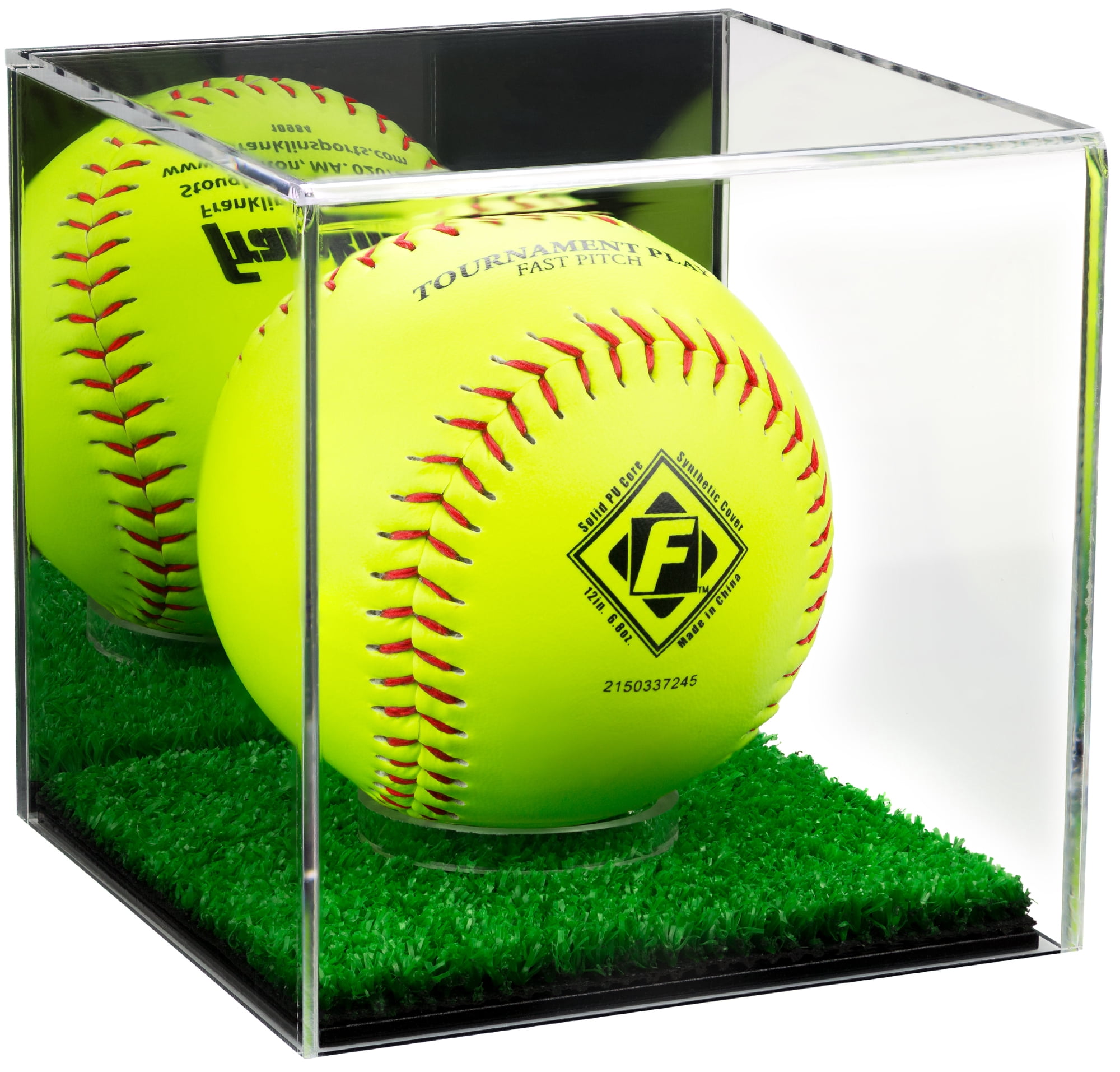 Softball Spectating Box Deluxe Acrylic Softball Display Case with Mirror and Turf Bottom (A081 ...