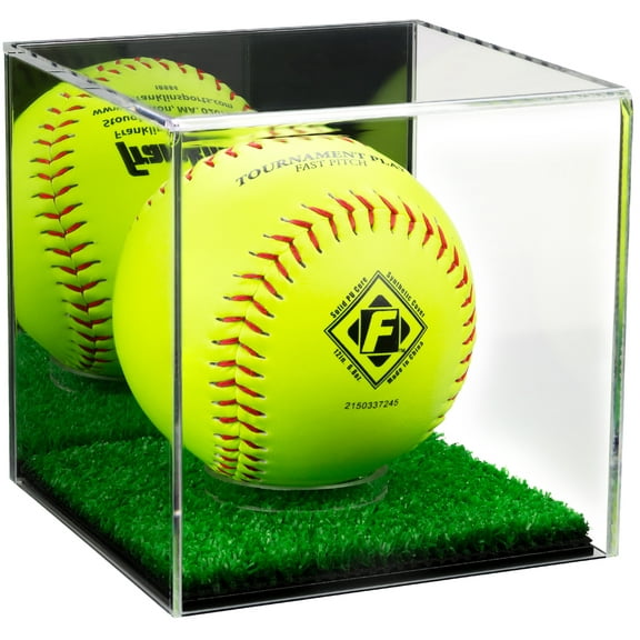 Deluxe Acrylic Softball Display Case with Mirror and Turf Bottom (A081-MTB)