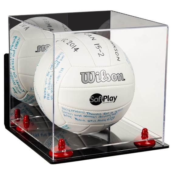 Volleyball Riser Deluxe Acrylic Volleyball Display Case with Mirror, Wall Mount, Red ...
