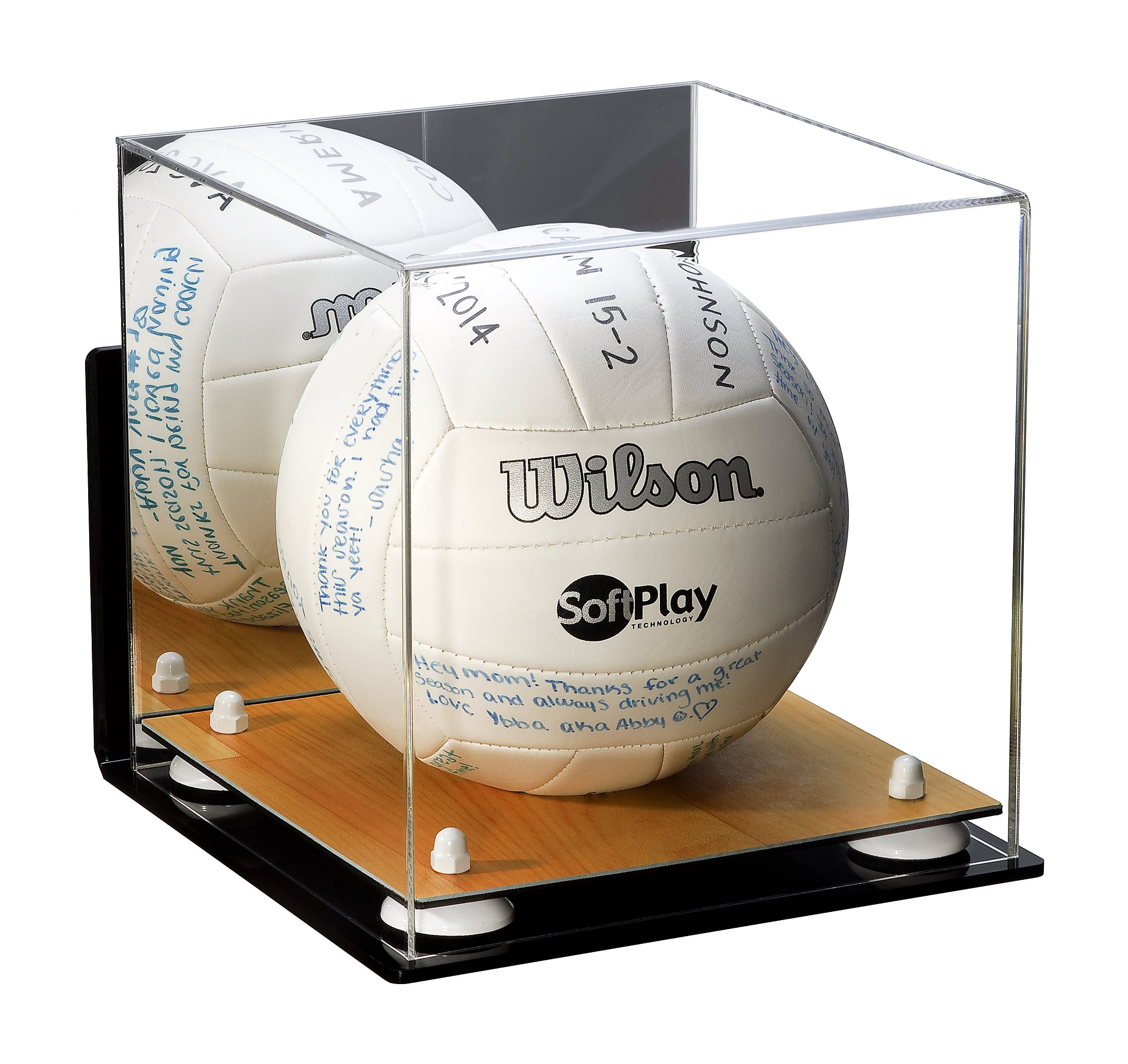 Volleyball Riser Deluxe Acrylic Volleyball Wall Mount Display Case with Mirror, Wood ...