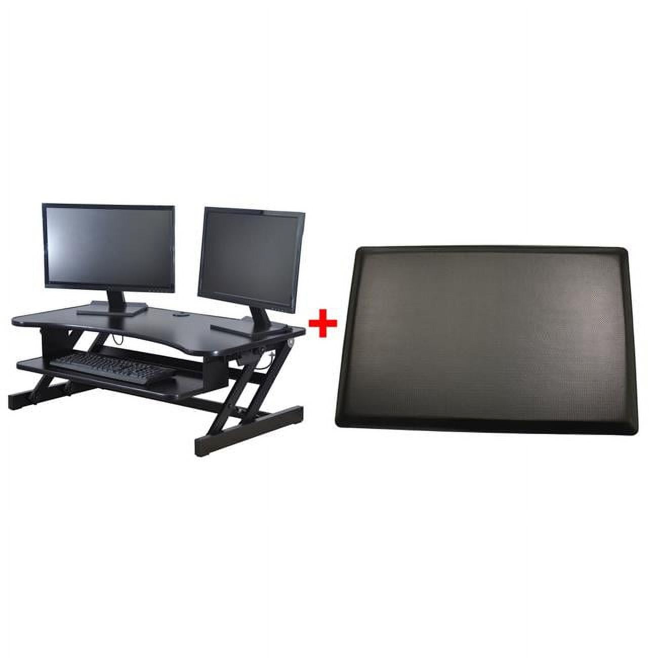 Deluxe Adjustable Stand Up Desk Riser Keyboard Tray Energizing Mat