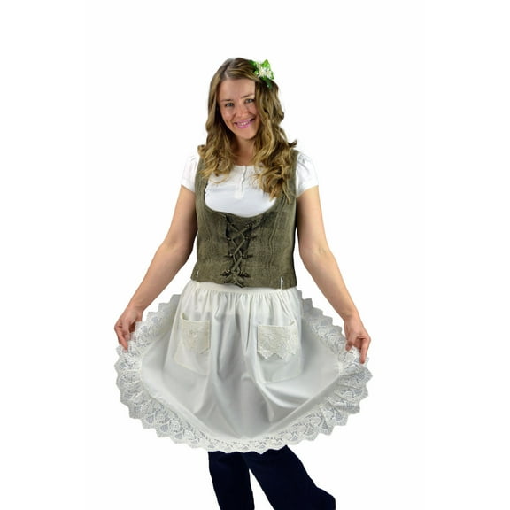 Deluxe Adult Victorian Lace Costume Half Apron Beige