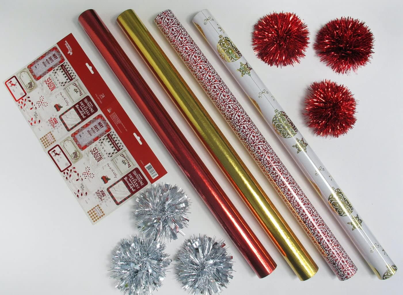 Deluxe AllinOne Gift Wrap Kit, Set Includes 4 Rolls of Wrapping Paper