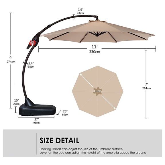 Deluxe Aluminum Offset Umbrella, Patio Cantilever Umbrella