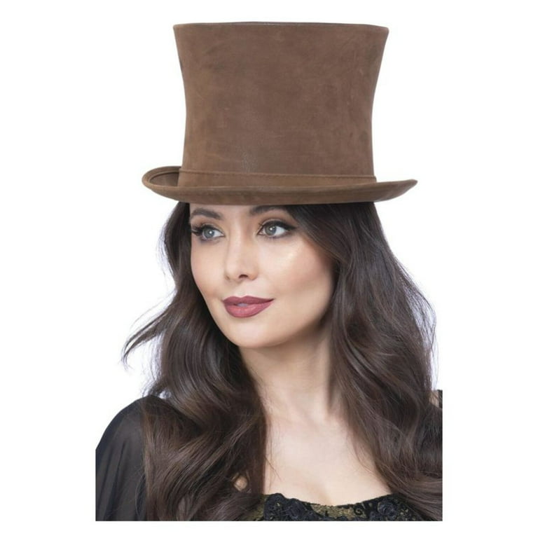 Deluxe Authentic Victorian Top Hat Adult Brown Suede Look Deluxe Authentic Victorian Top Hat Adult Brown Suede Look