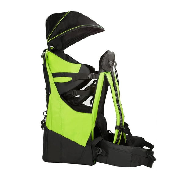 ClevrPlus Deluxe Lightweight Baby Carrier with Stand and Sun Shade for Toddlers, Green